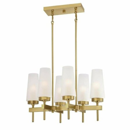 BRILLIANTBULB 6 Light Chandelier Champagne Brass Finish with Frosted Glass BR2690053